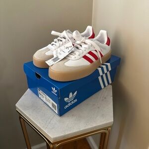 Adidas Red and White Adidas Sambae with Gum Sole